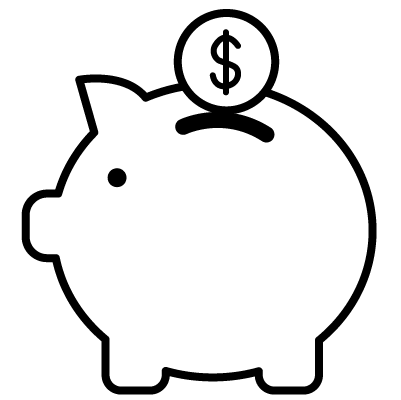 Icon of a piggy bank.